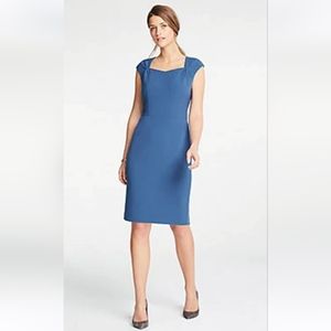 NWT Ann Taylor Gathered Cap Sleeve Doubleweave Sheath Dress Sz. 2
